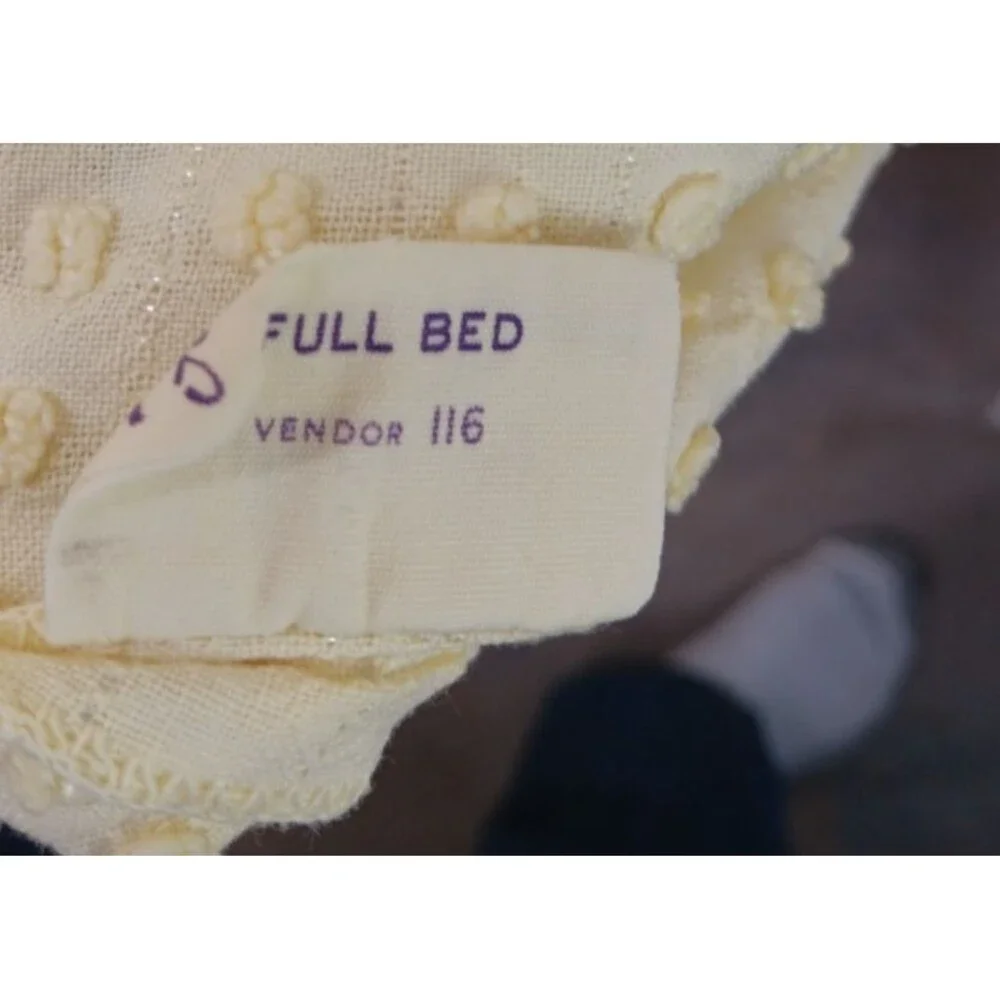 VTG JC Pennys Chenille Yellow Full Coverlet Bedspread Cottage Core